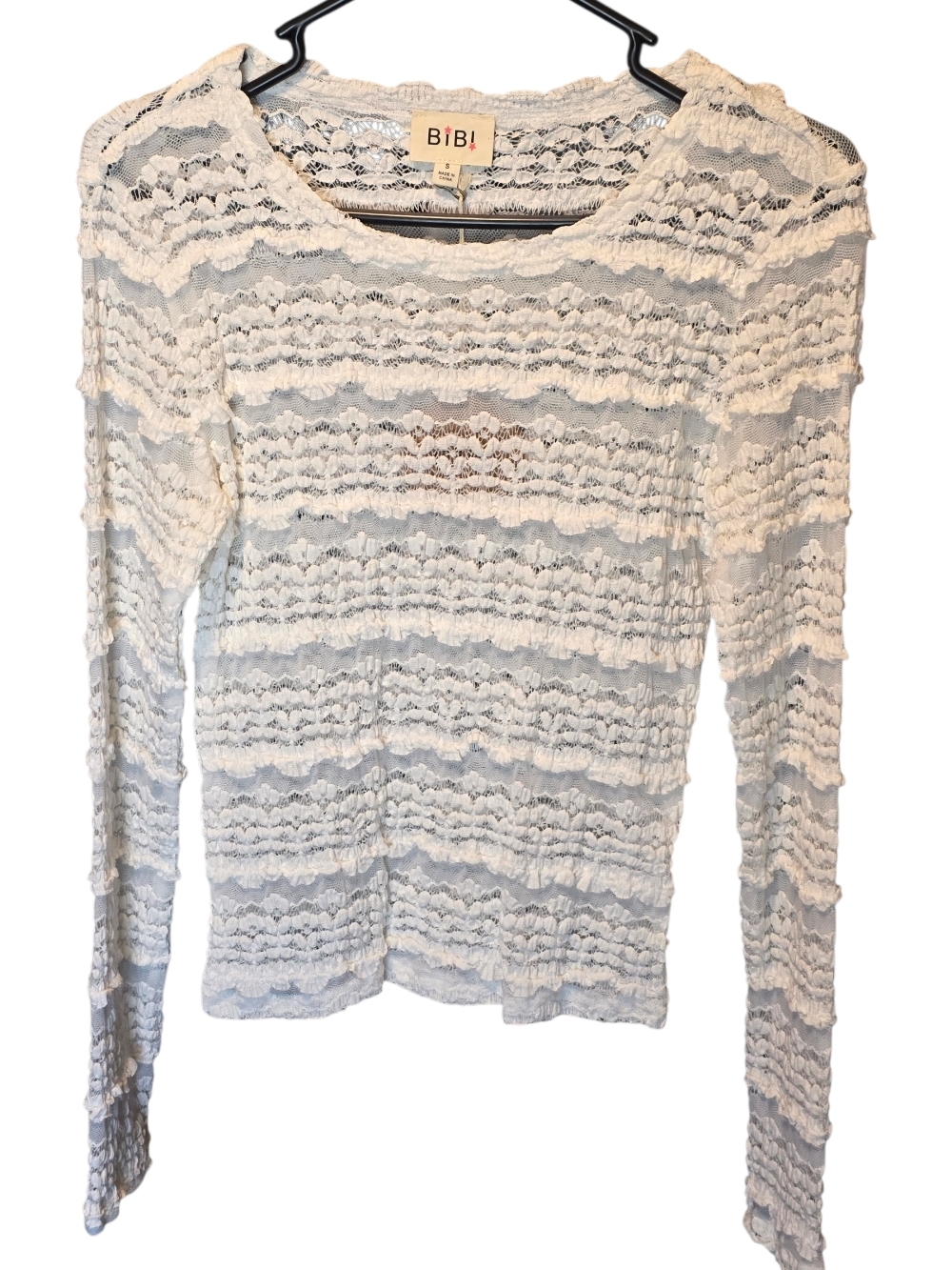 BIBI White Lace Long-Sleeve Women's Top